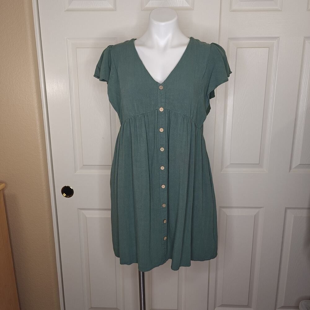Wishlist flutter sleeves V-neck baby doll mini dress sz S